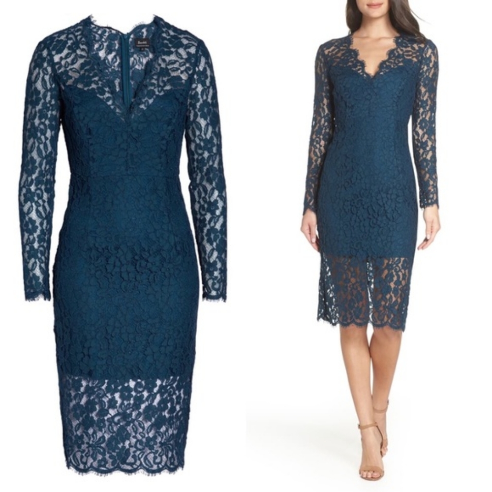 Bardot Midnights Lace Dress in Ash Blue